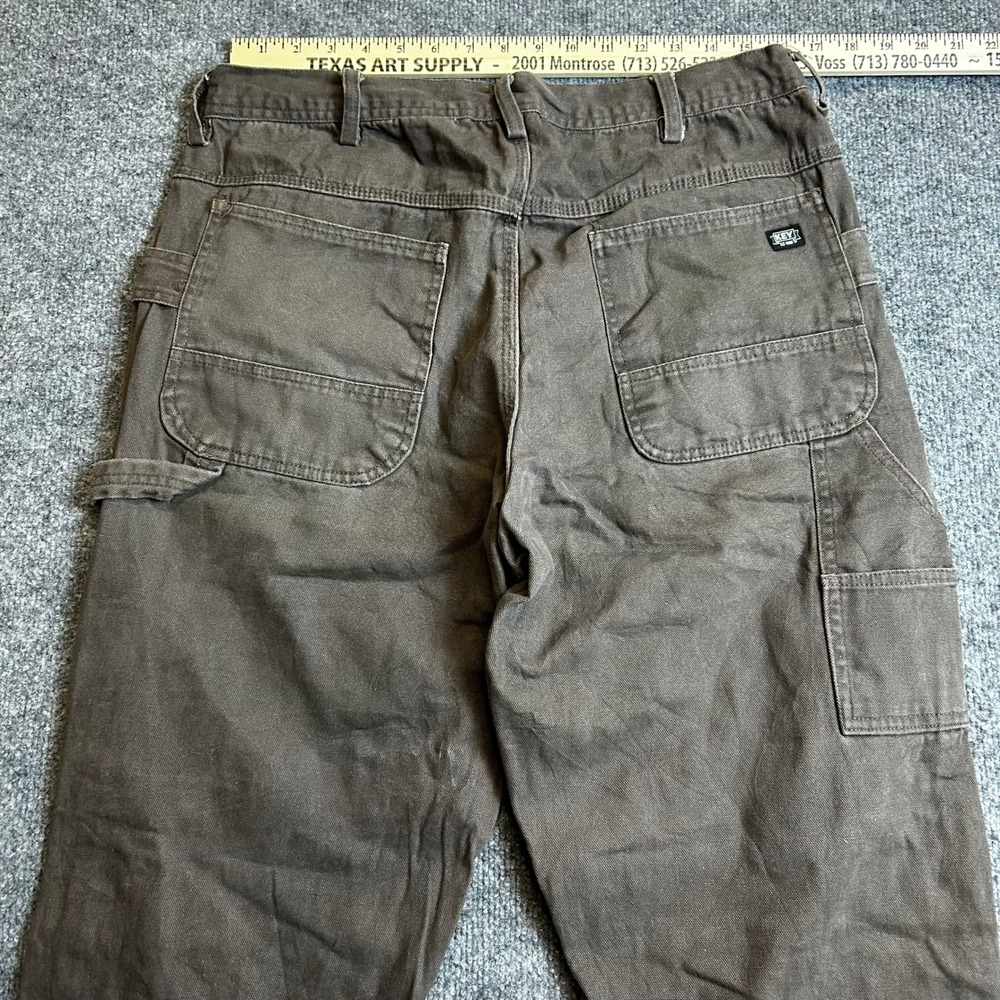 Key Carpenter Pants Mens Size 38x32 Brown Double Knee Canvas Utility Workwear